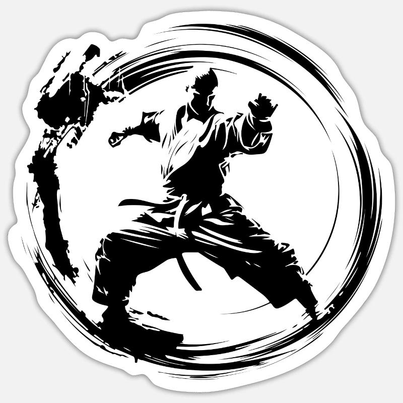 Karate Silhouette Fighter - Sticker Größe S (10 x 10 cm) - Mattweiß