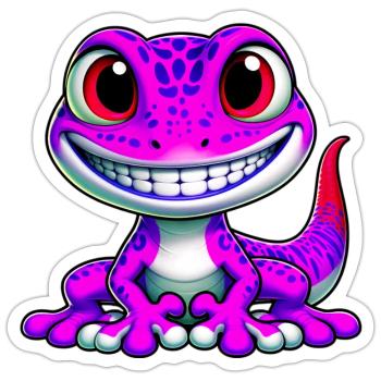 Gecko - Sticker Größe S (10 x 10 cm) - Mattweiß - Vorne