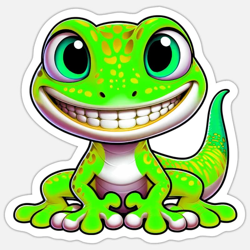 Gecko - Sticker Größe S (10 x 10 cm) - Mattweiß
