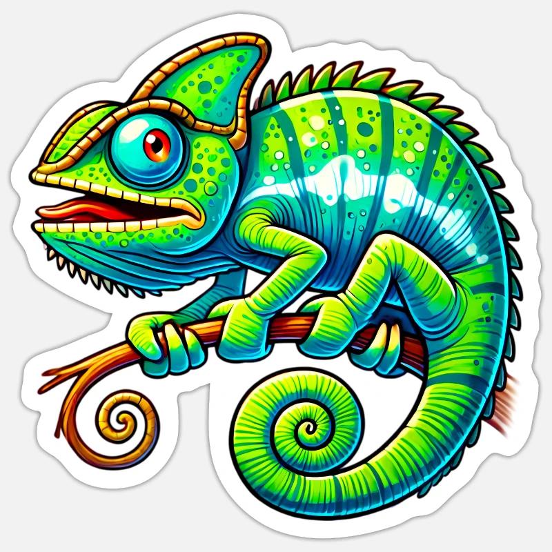 Caméléon - Sticker taille S (10 x 10 cm) - blanc mat