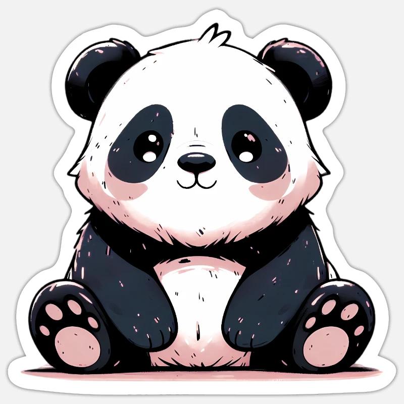 Panda - Sticker størrelse S (10 x 10 cm) - mat hvid