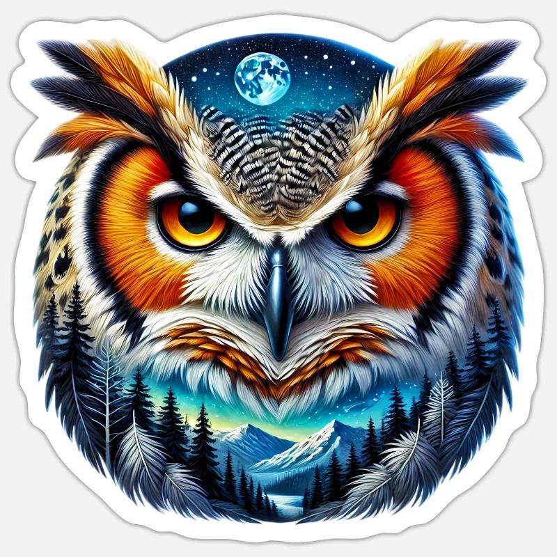 Eule - Sticker Größe S (10 x 10 cm) - Mattweiß