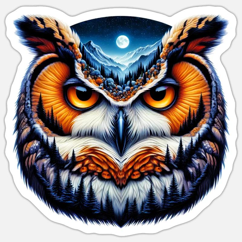 Eule - Sticker Größe S (10 x 10 cm) - Mattweiß