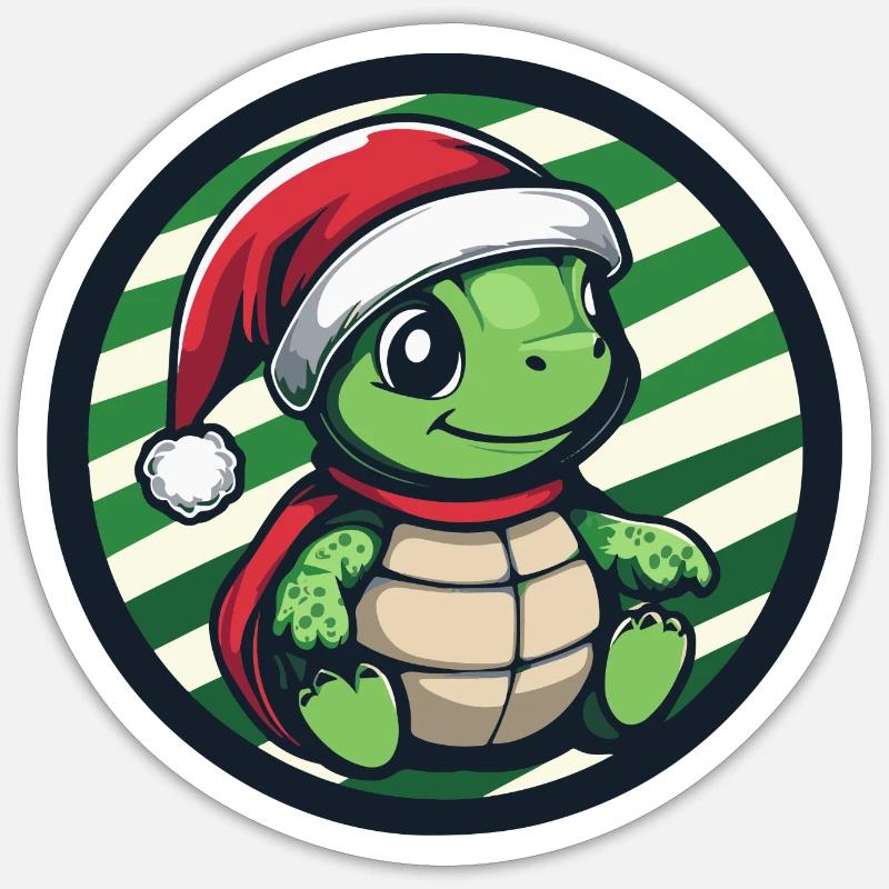 Turtle Christmas X-Mas - Sticker size S (10 x 10 cm) - white matte