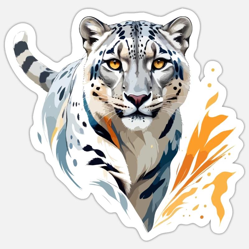 Schneeleopard Vektorgrafik mit lebendiger Illustration - Sticker Größe S (10 x 10 cm) - Mattweiß