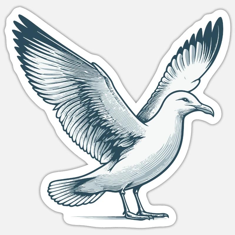 Mouette - Sticker taille S (10 x 10 cm) - blanc mat