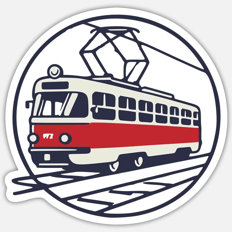 Old tram - Sticker size S (10 x 10 cm) - white matte