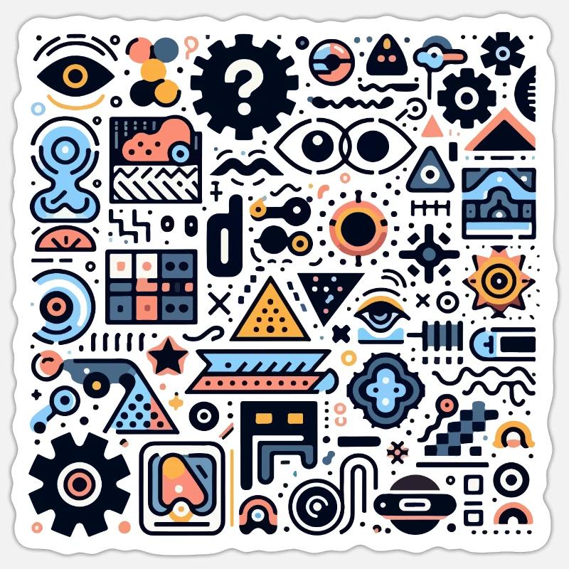 Abstract Geometric Patterns - Sticker size S (10 x 10 cm) - white matte