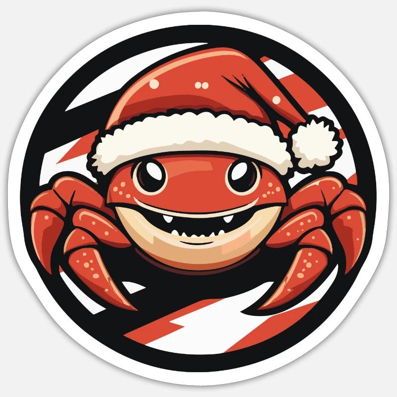 Crabe Crabe Noël Noël - Sticker taille S (10 x 10 cm) - blanc mat