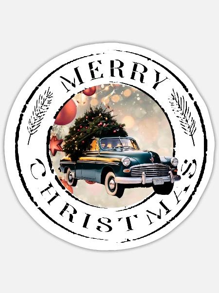 Car Merry Christmas Auto Weihnachtsbaum Geschenk - Sticker Größe S (10 x 10 cm) - Mattweiß