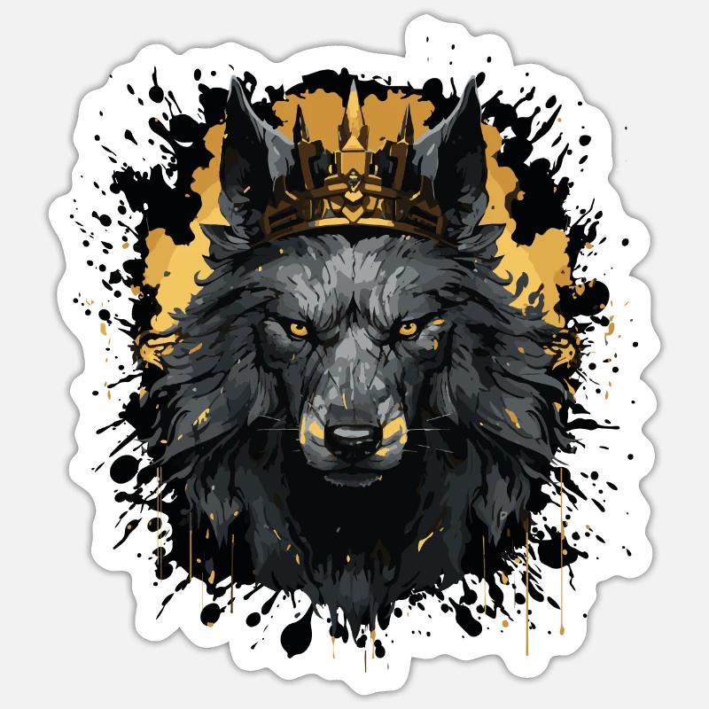 wolf krone - Sticker Größe S (10 x 10 cm) - Mattweiß