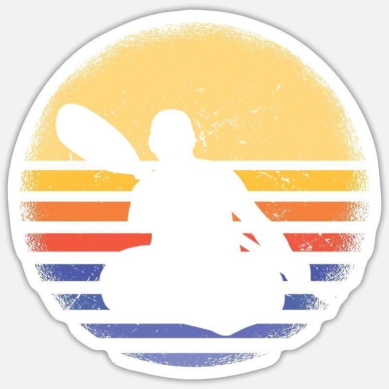 Kayaker Retro Sunset Kayaking - Sticker size S (10 x 10 cm) - white matte