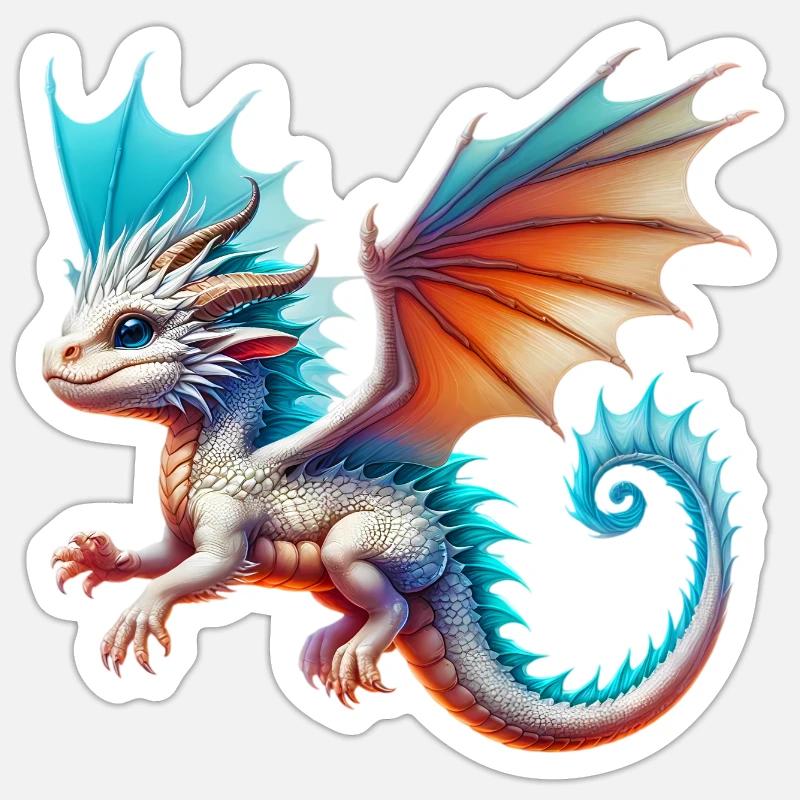 Dragon - Sticker taille S (10 x 10 cm) - blanc mat