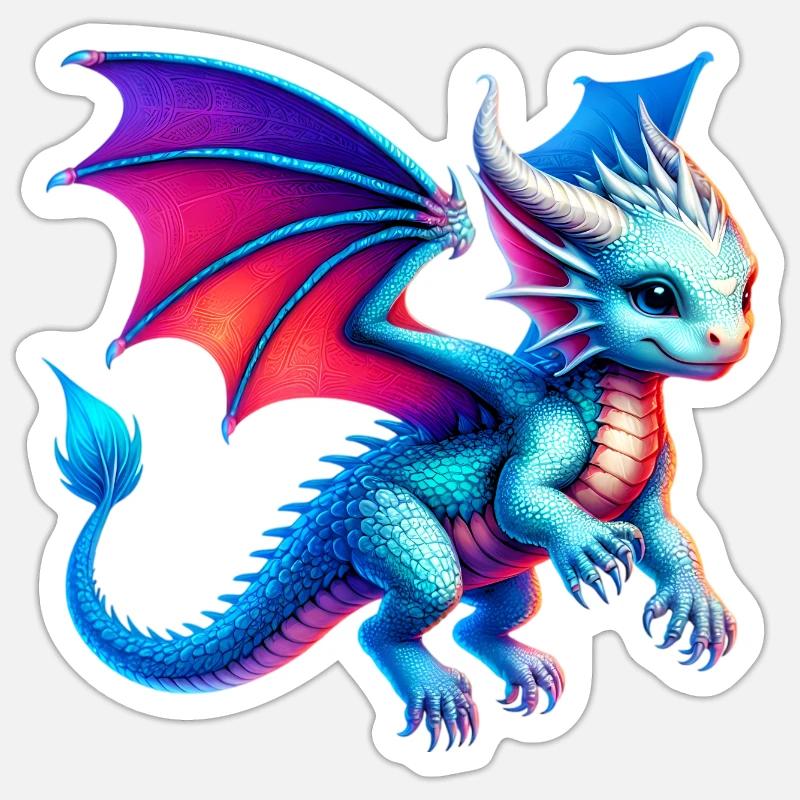 Drache - Sticker Größe S (10 x 10 cm) - Mattweiß