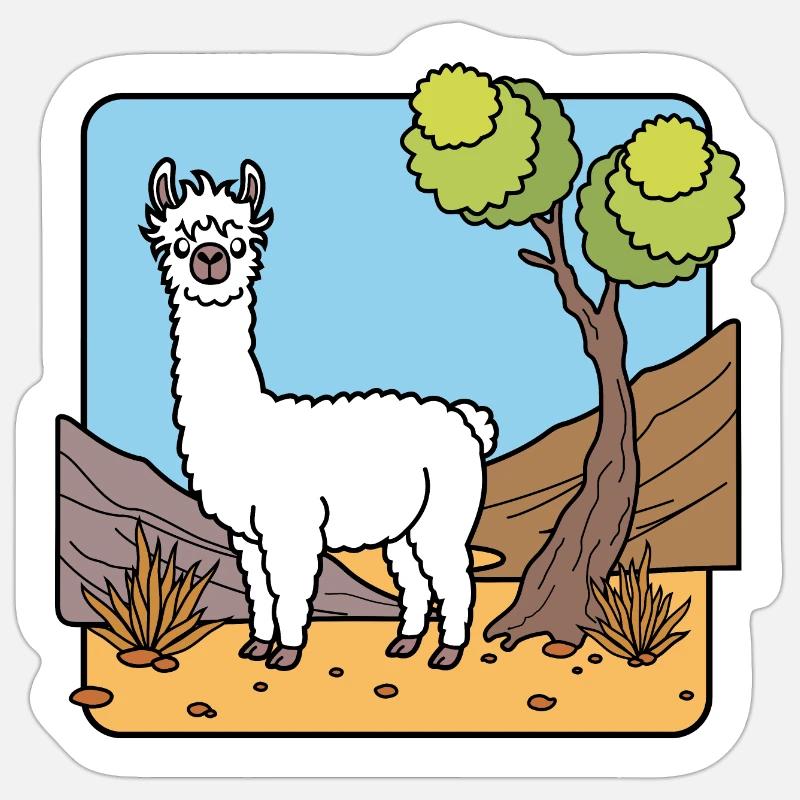 Kuck! Ein weißes Lama! Oder ist das ein Alpaka? - Sticker Größe S (10 x 10 cm) - Mattweiß