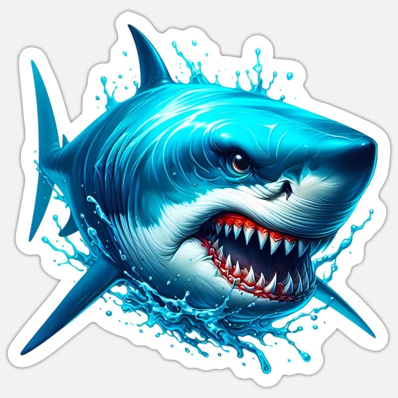 Requin - Sticker taille S (10 x 10 cm) - blanc mat