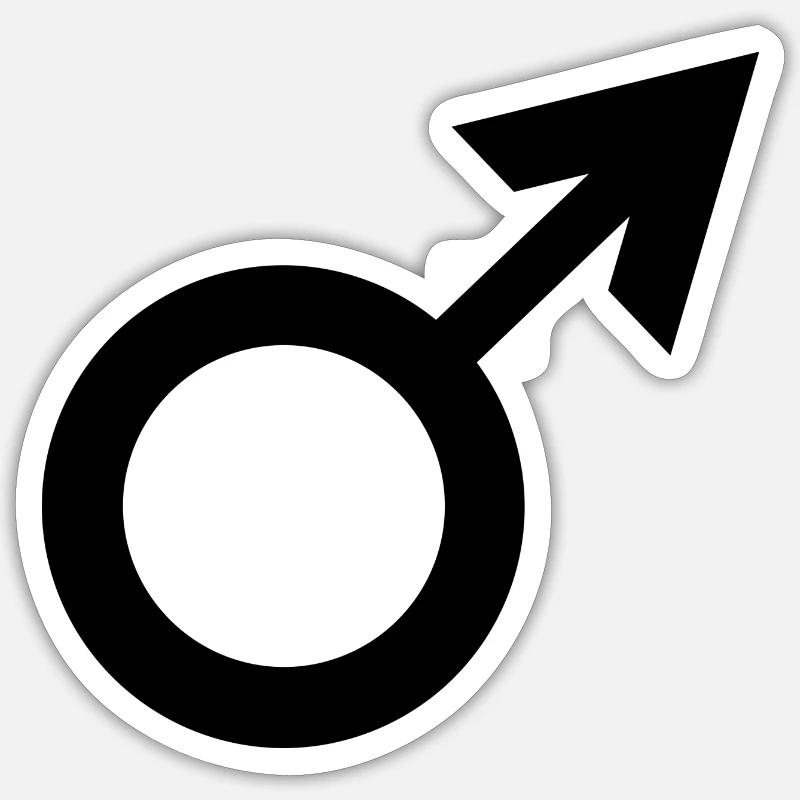 Symbole masculin en noir - Sticker taille S (10 x 10 cm) - blanc mat