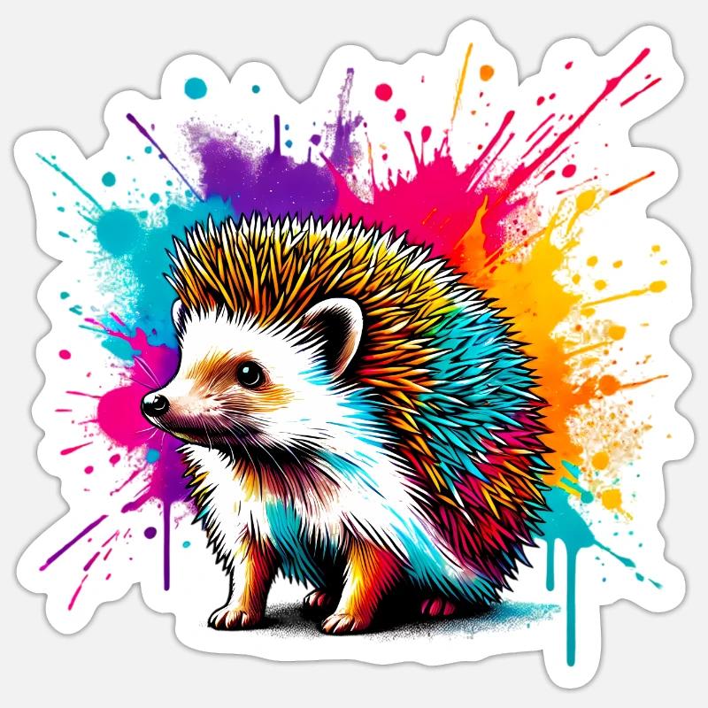 Hérisson - Sticker taille S (10 x 10 cm) - blanc mat