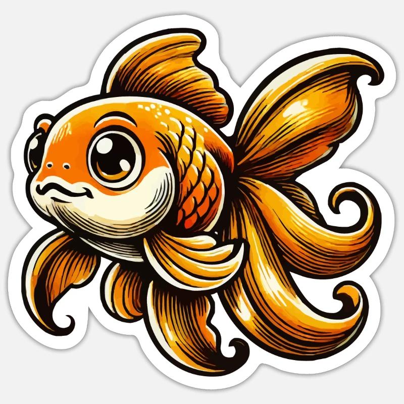 Bande dessinée de poisson rouge - Sticker taille S (10 x 10 cm) - blanc mat