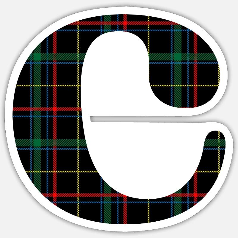 Monogram c scottish tartan - Sticker size S (10 x 10 cm) - white matte