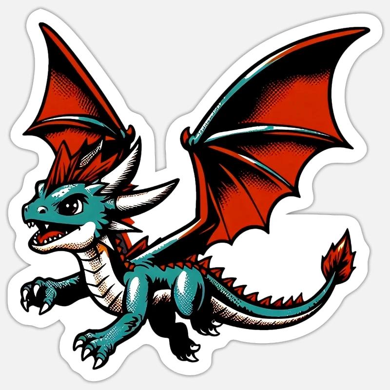 Dragon - Sticker taille S (10 x 10 cm) - blanc mat