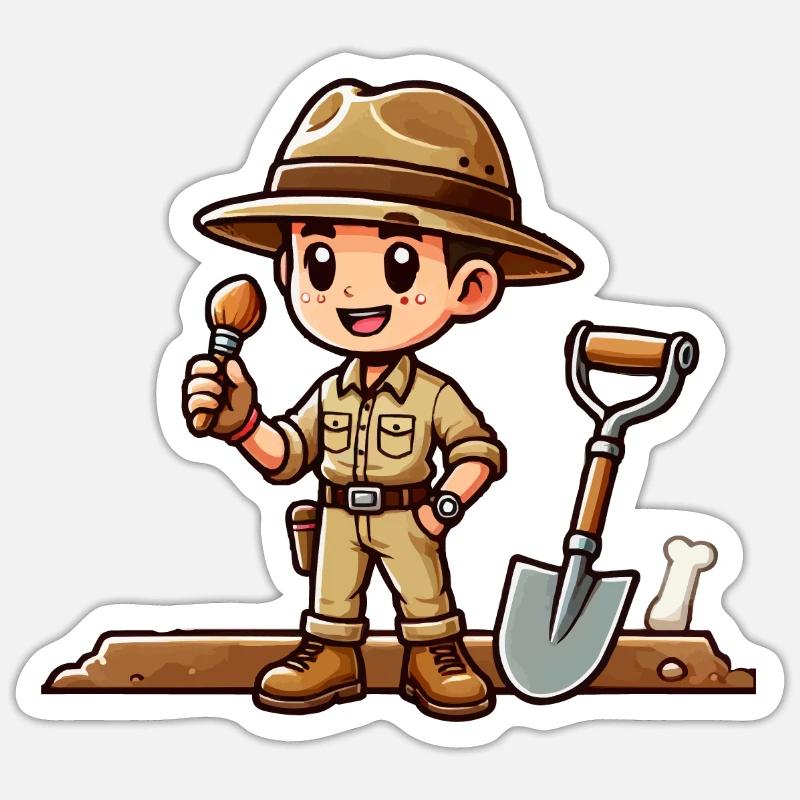 bande dessinée archéologue - Sticker taille S (10 x 10 cm) - blanc mat
