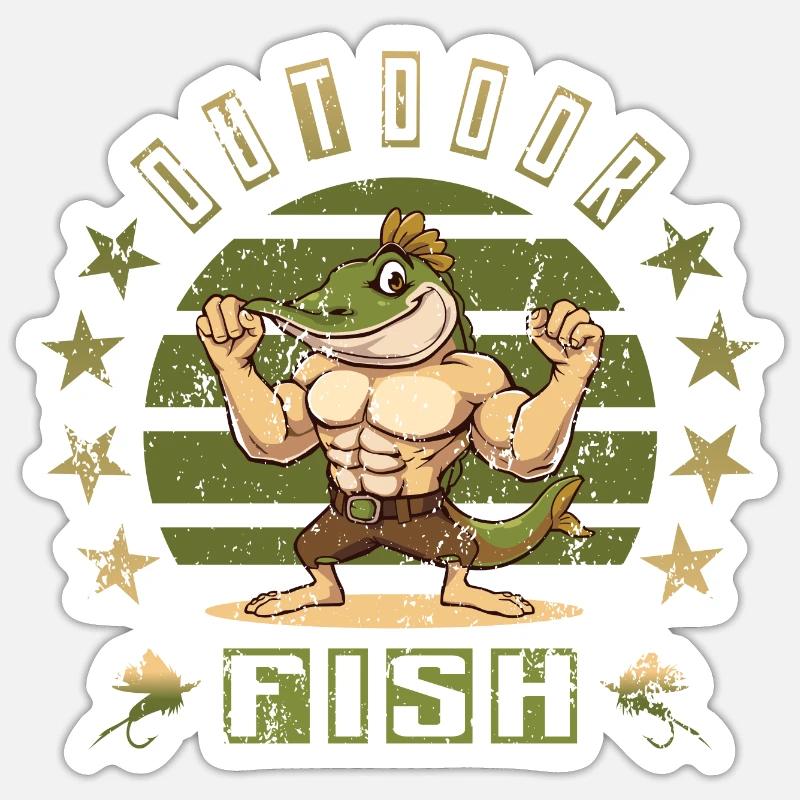 Pike Fish - Sticker size S (10 x 10 cm) - white matte