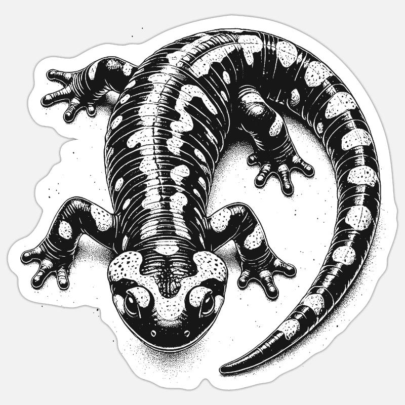 Feuersalamander - Sticker Größe S (10 x 10 cm) - Mattweiß