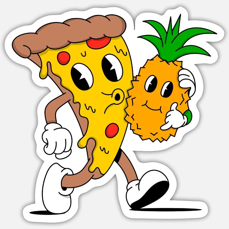 Pizza and pineapple. Sticker size S (10 x 10 cm)