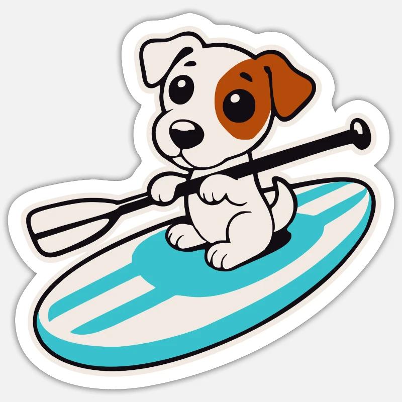 JackUpPaddle_Outline - Sticker Größe S (10 x 10 cm) - Mattweiß