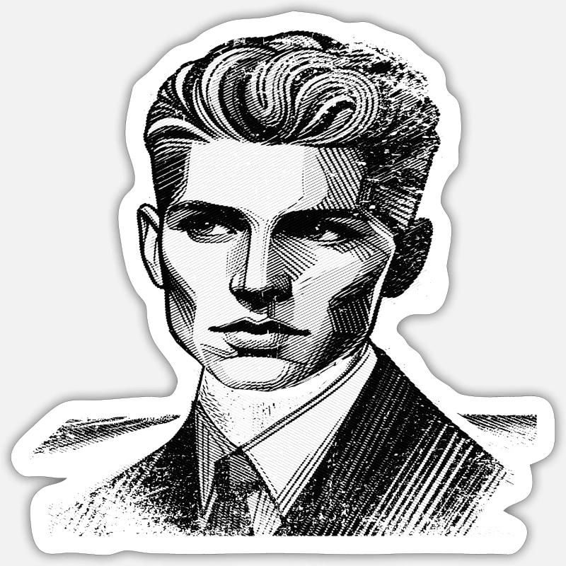 Unknown star | Line Grid | Men Sticker size S (10 x 10 cm)