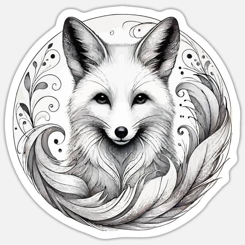 Renard paisible - Sticker taille S (10 x 10 cm) - blanc mat