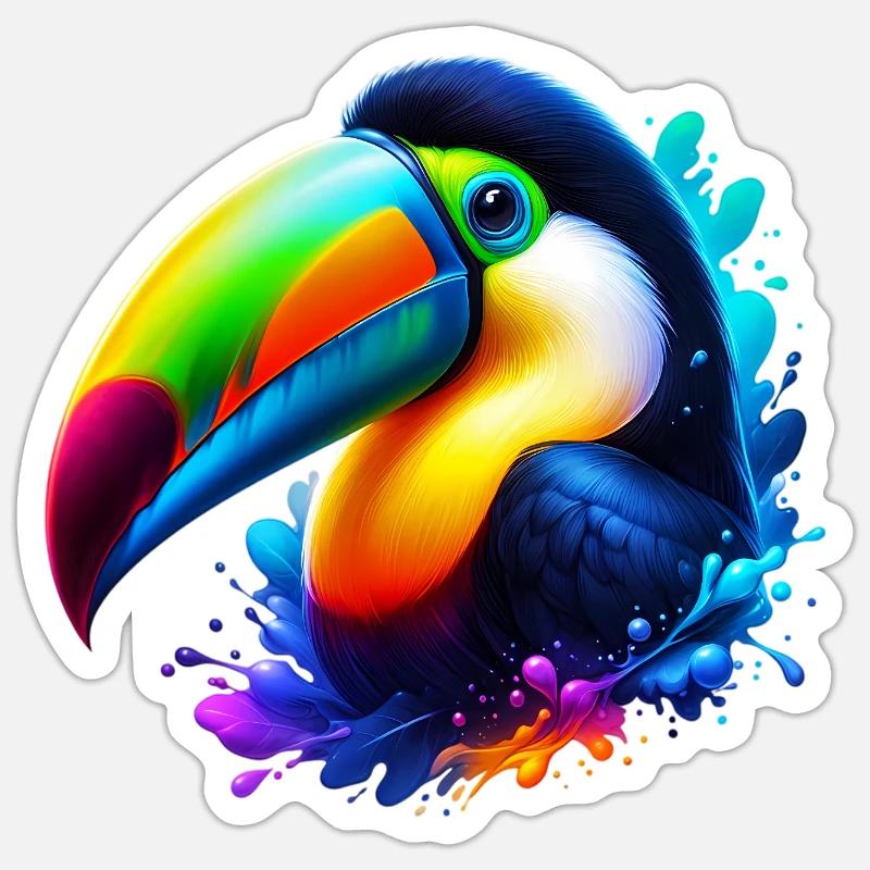 Toucan - Sticker taille S (10 x 10 cm) - blanc mat