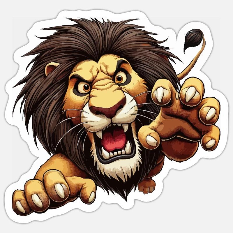 Leo attaque - Sticker taille S (10 x 10 cm) - blanc mat