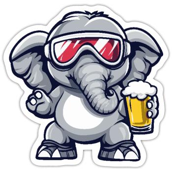 Elephant après-ski beer - Sticker size S (10 x 10 cm) - white matte - Front