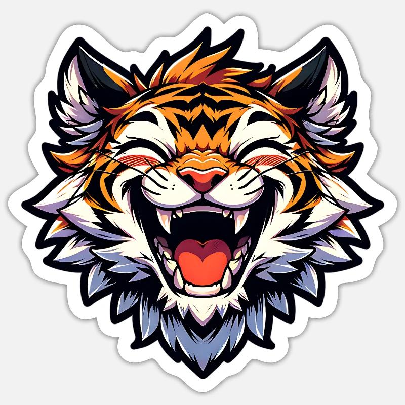 Bébé tigre rieur - Sticker taille S (10 x 10 cm) - blanc mat