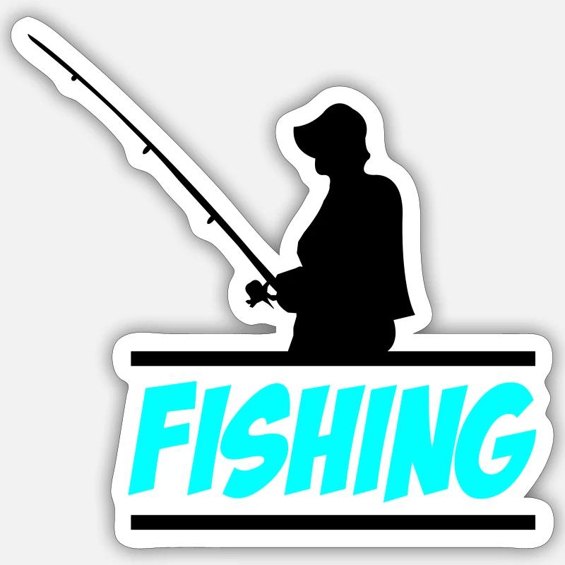 Pêche 02 - Sticker taille S (10 x 10 cm) - blanc mat