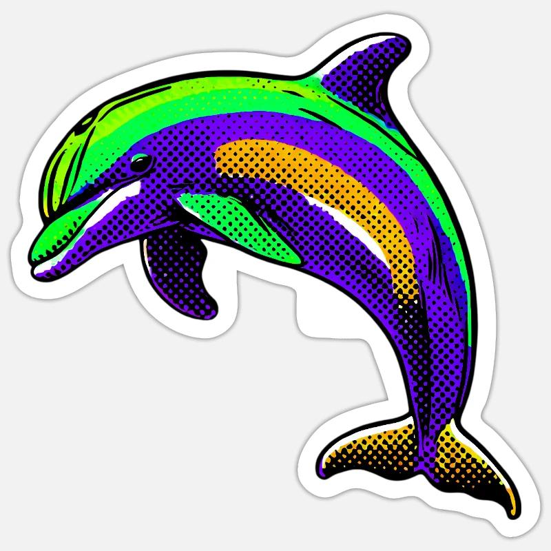 Delfin - Sticker Größe S (10 x 10 cm) - Mattweiß