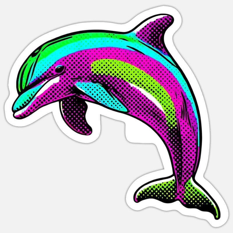 Delfin - Sticker Größe S (10 x 10 cm) - Mattweiß