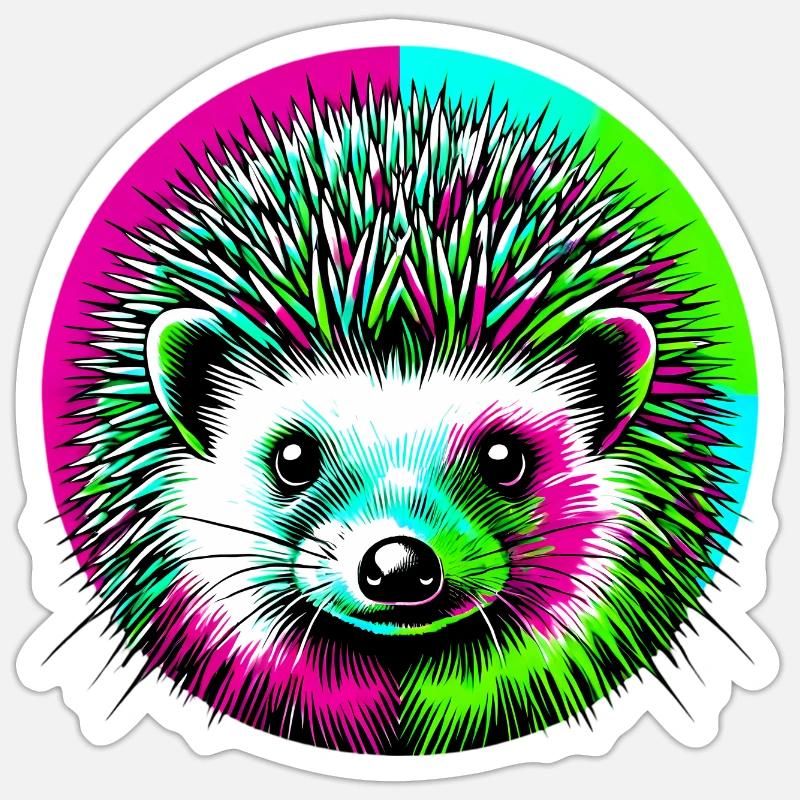 Hérisson - Sticker taille S (10 x 10 cm) - blanc mat