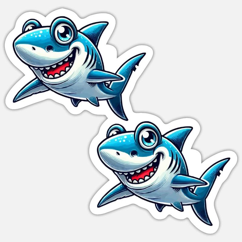 hai shark comic 2 - Sticker Größe S (10 x 10 cm) - Mattweiß