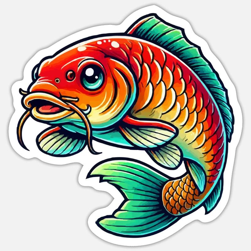 Fish Carp - Sticker size S (10 x 10 cm) - white matte
