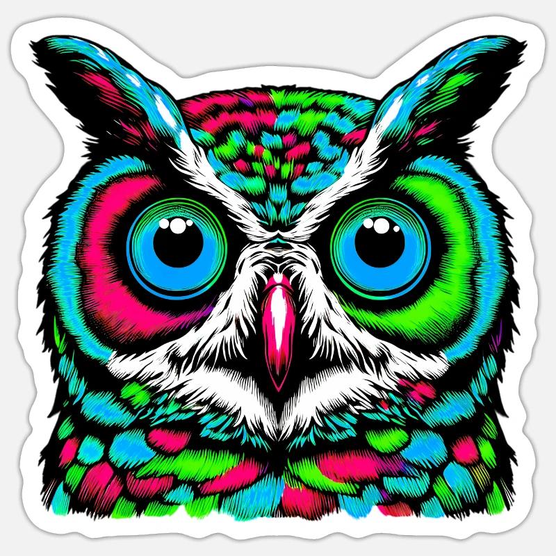 Eule - Sticker Größe S (10 x 10 cm) - Mattweiß