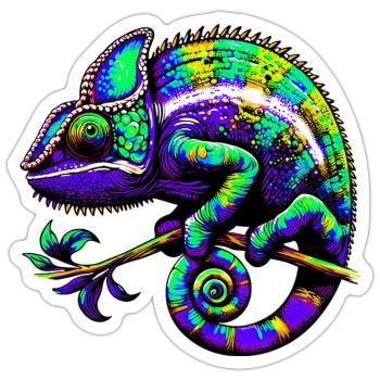 Caméléon - Sticker taille S (10 x 10 cm) - blanc mat - Devant