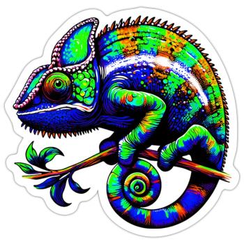 Caméléon - Sticker taille S (10 x 10 cm) - blanc mat - Devant