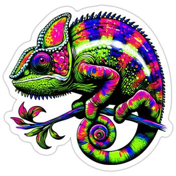 Caméléon - Sticker taille S (10 x 10 cm) - blanc mat - Devant
