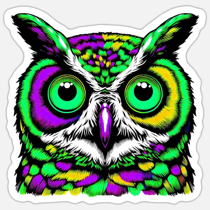 Eule - Sticker Größe S (10 x 10 cm) - Mattweiß