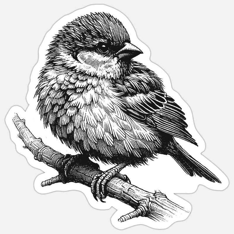 Spatz - Sticker Größe S (10 x 10 cm) - Mattweiß
