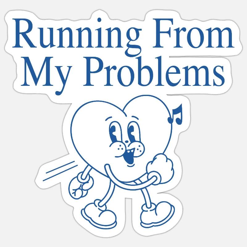 Running Heart – Scappare dai miei problemi - Sticker formato S (10 x 10 cm) - bianco opaco