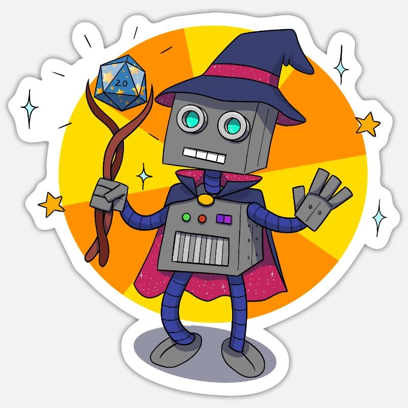 Robozauberer - Sticker Größe S (10 x 10 cm) - Mattweiß